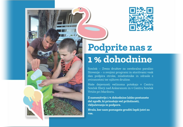 Hvala, ker verjamete v Sonček – med največjimi prejemniki namenitve dela dohodnine
